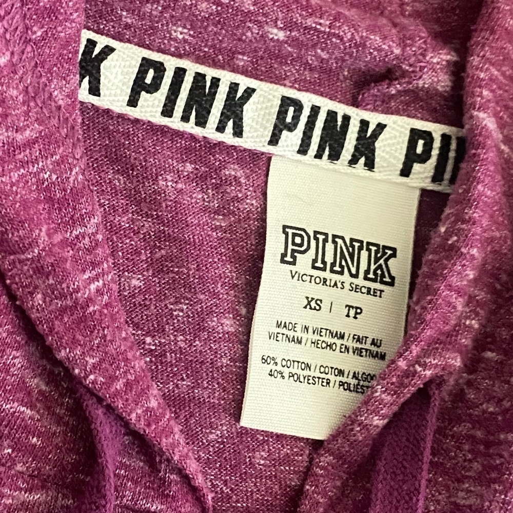 PINK Victoria’s Secret * HTF * Plum Purple Hoodie Hooded Jacket XS Lingonberry - Picture 3 of 6